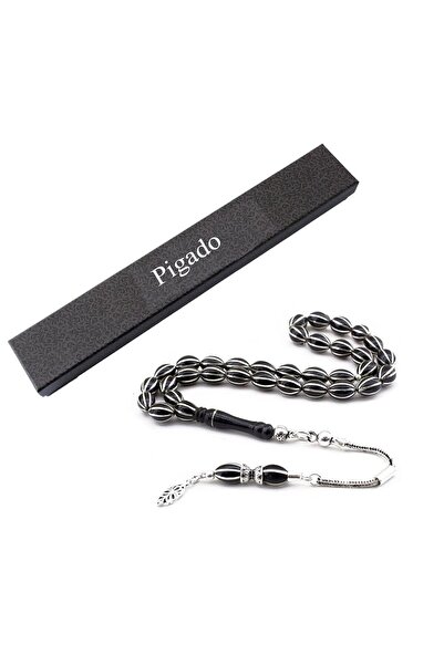 PİGADO Pigado Arpa Kesim Pirinç İşlemeli Gümüş Püsküllü Gürcü Oltu Tesbih