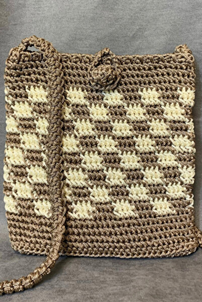 Uretti - Saime 7243 Ручна робота Макроме Мотузка Коричнева Сумка через плече