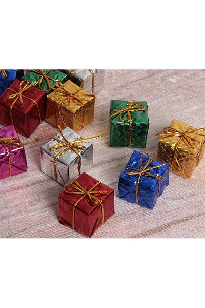 EkoStore 12 Pieces 3 cm Gift Package Shaped Christmas Ornament