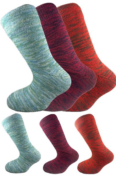 SİHİRLİ AYAKLAR Colorful 3 Pairs Thermal Unisex Men's and Women's Socks - Thick and Warm Heat Sink 38-42