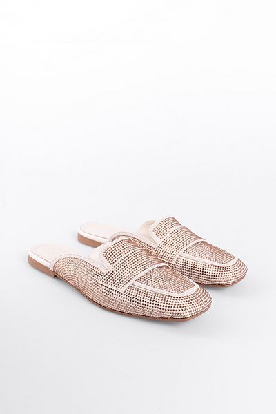 Capone Outfitters Γυναικείες Loafer Παντόφλες Satin Stone