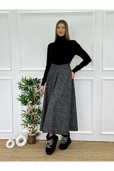 Moda Lippa Gray Winter Flared Skirt
