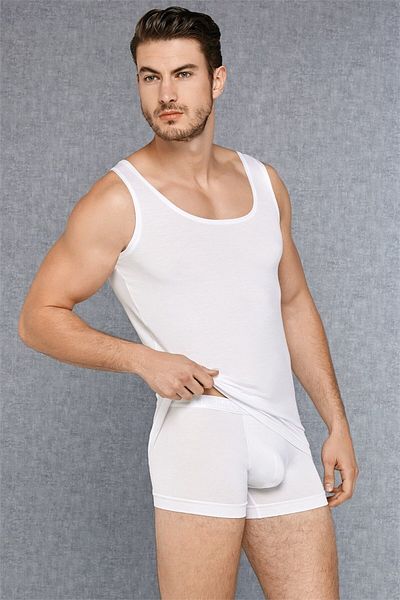 Doreanse Ανδρικό Λευκό Micro Modal Groom Dowry Tank Boxer Set 3000