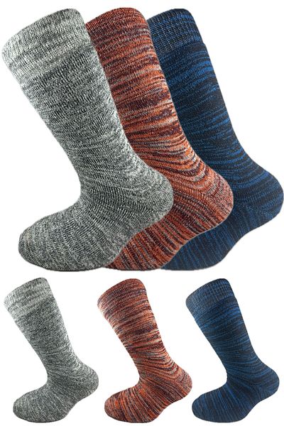 SİHİRLİ AYAKLAR Colorful 3 Pairs Thermal Unisex Men's and Women's Socks - Thick and Warm Heat Sink 38-42