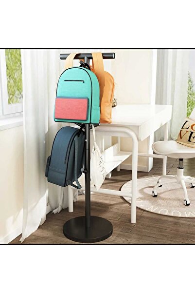TRENDESK Ayaklı Siyah Askılık Kitap Çanta Depolama Rafları Yatak Odası Organi...