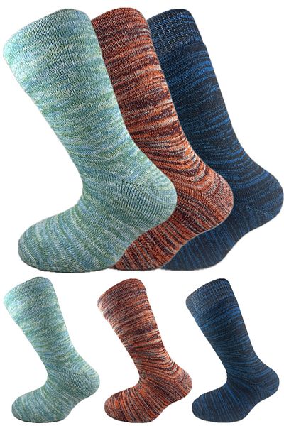 SİHİRLİ AYAKLAR Colorful 3 Pairs Thermal Unisex Men's and Women's Socks - Thick and Warm Heat Sink 38-42
