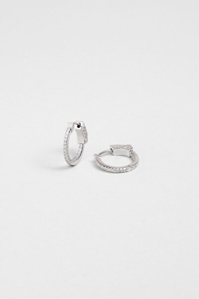 So CHIC... Zarif Işıltı 18 Ayar Beyaz Altın Kaplama Gümüş Halka Küpe