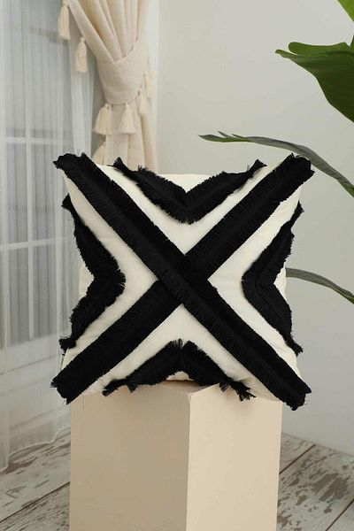 Aisha's Design Front Fringed Design Throw Pillow Cover,K-127