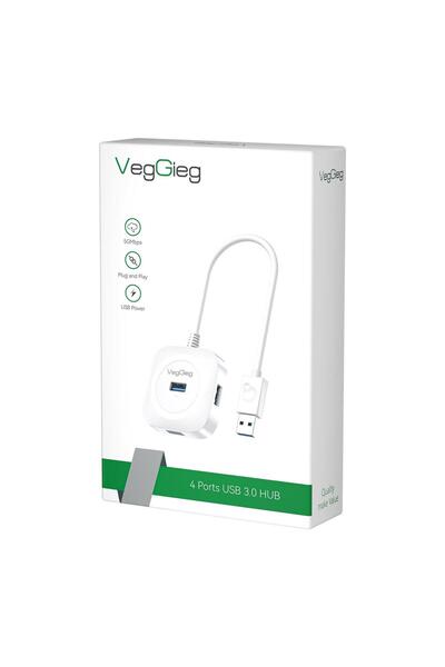 Veggieg 4 Port USB 3.0 Çoklayıcı Hub Beyaz