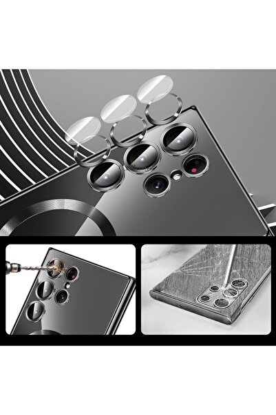 m.tk moveteck Samsung Galaxy S24 Ultra 5g Kılıf Magsafe Wirelles Şarj Destekli Parlak Renkli Kenarlı Arkası Şeffaf