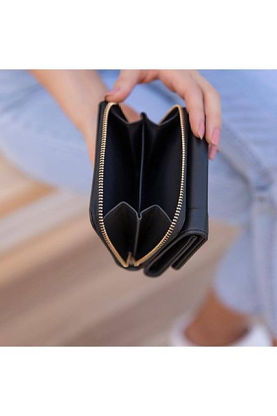 OLLBAGS Portofel negru pentru femei