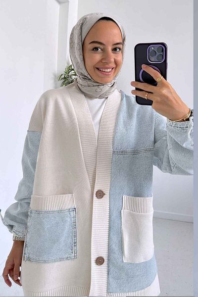 Ka Hijab Double Pocket Design Hijab Cardigan