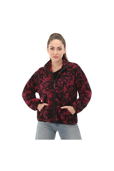 Timberland B0a5zuqefy1-r Jachetă din lână Sherpa cu fermoar complet imprimat Palton pentru femei negru
