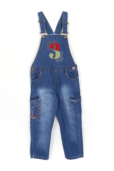 DobaKids Boy's Salopet - Κέντημα Λεπτομέρεια, Τσέπη Cargo, Navy Blue