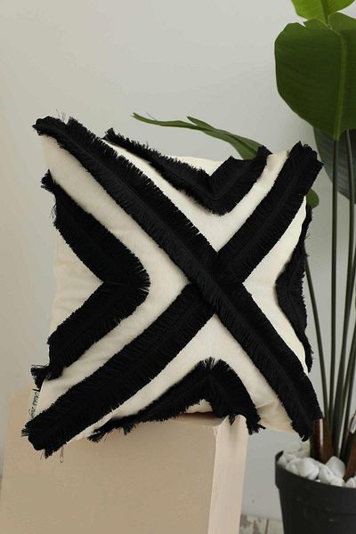 Aisha's Design Front Fringed Design Throw Pillow Cover,K-127