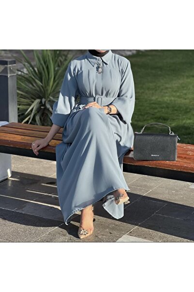 Esre Store 4486 - Kemerli Tesettür Tunik Mavi