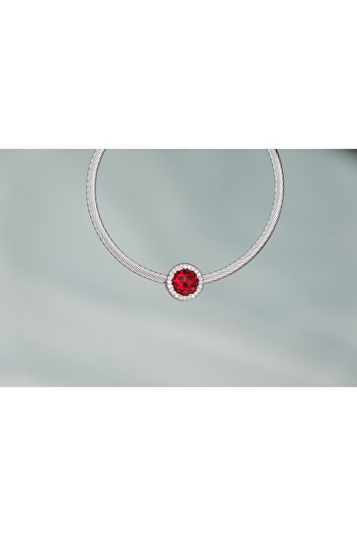 CYB STUDİO Red Stone Stainless Steel Charm