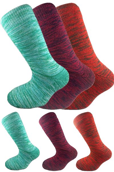 SİHİRLİ AYAKLAR Colorful 3 Pairs Thermal Unisex Men's and Women's Socks - Thick and Warm Heat Sink 38-42