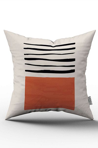 Cango Home Portocaliu Maro Modern Abstract Model Digital Printed Arunca Fata de Perna Cgh707