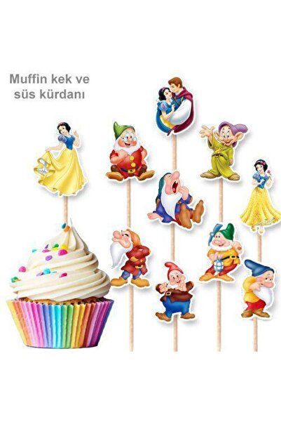 Parti Dükkanım أعواد أسنان على شكل بياض الثلج والأقزام السبعة 10 قطع