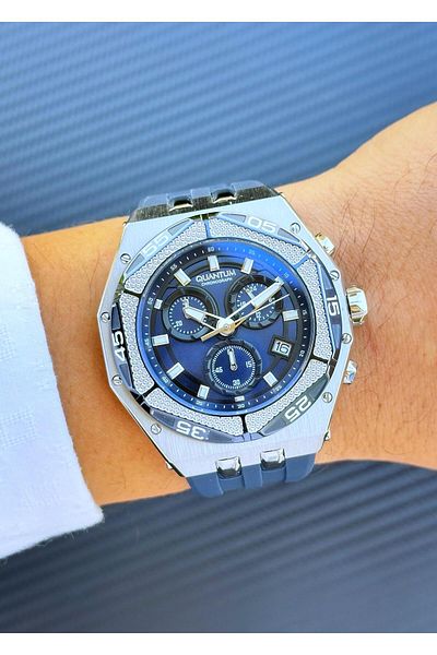 Quantum Hng1066.399 Steel Case Silicone Band Men's Wrist Watch