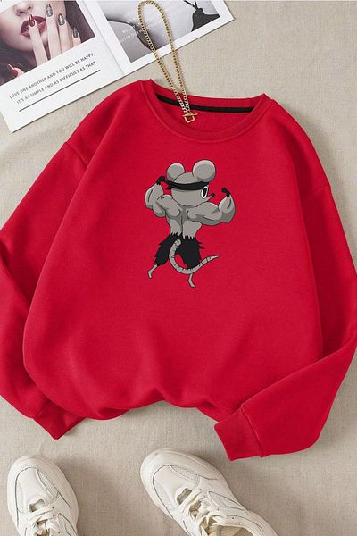 Moda Glo Hanorac unisex din bumbac cu decolteu rotund cu imprimeu Moon Dede