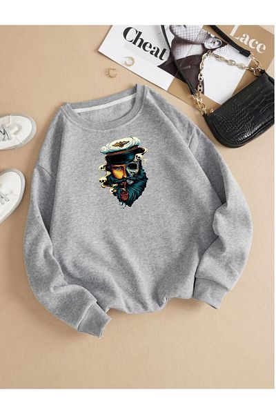 Moda Glo Βαμβακερό φούτερ Unisex Captain Printed Crew Neck