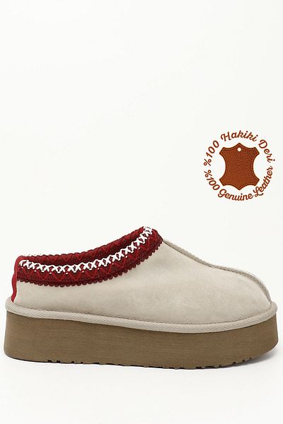 GÖNDERİ(R) Γυναικείες / Κορίτσια Μπεζ Nubuck W Tazz Χοντρή σόλα από γνήσιο δέρμα γούνινες παντόφλες