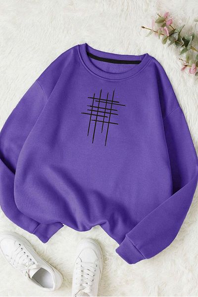 Moda Glo Βαμβακερό φούτερ Unisex Hanımcı Crew Neck