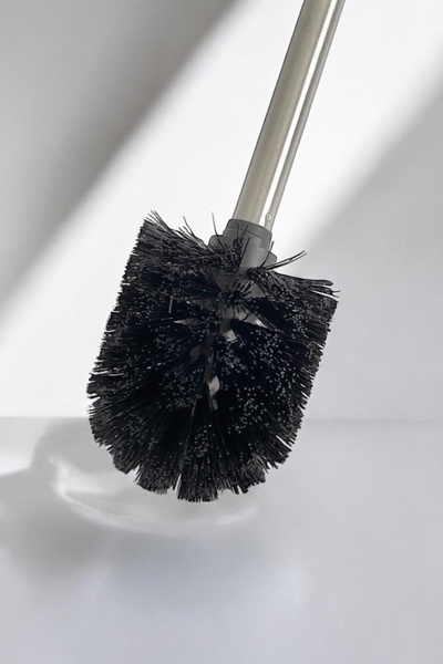 Dore Voir فرشاة تواليت احتياطية من الفولاذ المقاوم للصدأ والتشويه - الطول 36 سم باللون الأسود