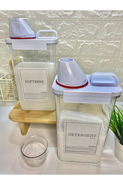 MODA OZY 2-комплектний набір вакуумних акрилових контейнерів для миючих засобів/пом'якшувачів, 2300 мл, з кришкою