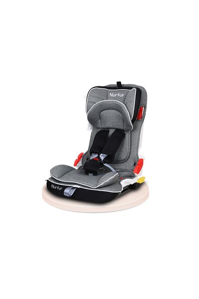 Nurtur Maverick Foldable Car Seat, ISOFIX, 10-Level Adjustable Headrest, 9m-12y, 36kg, Compact, Grey