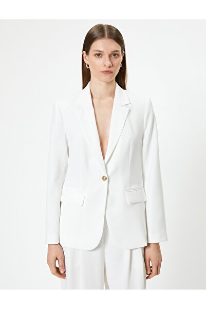 Koton Kt - Blazer Jacket Double Breasted Reverse Collar Lined Crepe Fabric