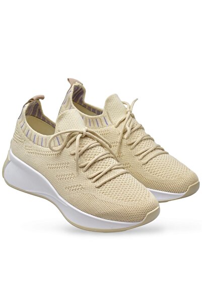 İncim Μπεζ πλεκτά καθημερινά casual άνετα ορθοπεδικά γυναικεία αθλητικά παπού...