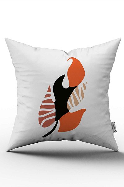 Cango Home Portocaliu Negru Decorativ Modern Frunze Model Digital Imprimat Aruncă Față de Pernă Cgh719