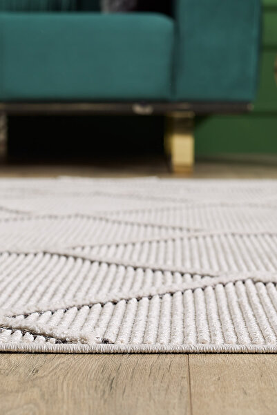 Empera Ibiza - Vista Geometrik Toz Vermeyen Iskandinav Desen Saçaklı Halı