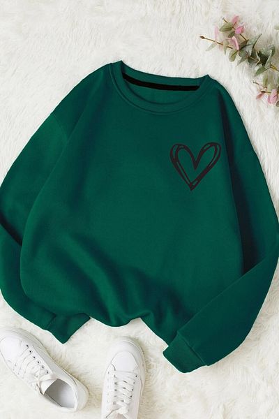Moda Glo Унисекс памучен суичър с кръгло деколте с щампа на маргаритка