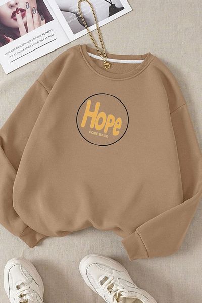 Moda Glo Βαμβακερό φούτερ Unisex Hope Printed Crew Neck