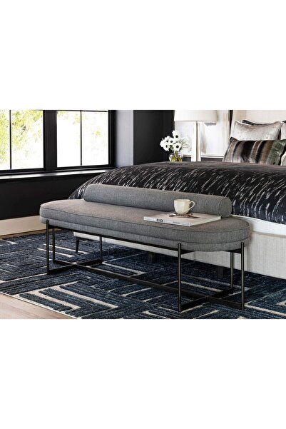 SCY Cylindrus Yatak Ucu Oturma Bankı Gri Makyaj Oturağı Silindir Yastıklı 140...