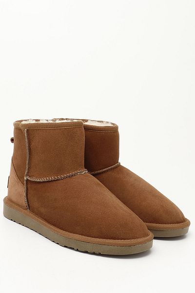 GÖNDERİ(R) Kurze Damenstiefel aus braunem Wildleder und Fell aus echtem Leder