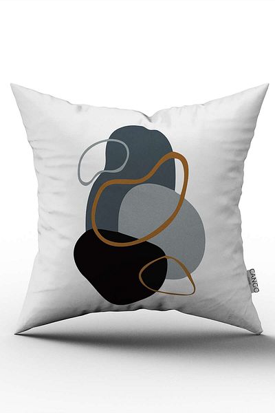 Cango Home Καφέ Navy Blue Μοντέρνο Αφηρημένο Μοτίβο Ψηφιακή Εκτυπωμένη Μαξιλαροθήκη Ριχτάρι Cgh709