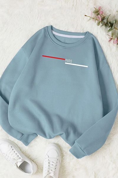 Moda Glo Βαμβακερό φούτερ Unisex Paris Crew Neck