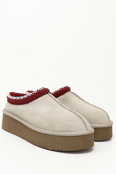 GÖNDERİ(R) Γυναικείες / Κορίτσια Μπεζ Nubuck W Tazz Χοντρή σόλα από γνήσιο δέρμα γούνινες παντόφλες