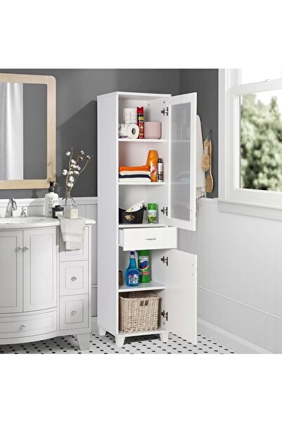 Evistro Banyo ve Mutfak Dolabı Pleksi Camlı Beyaz