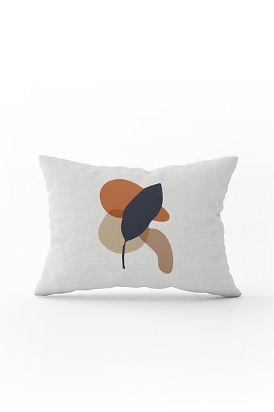 Cango Home Navy Blue Orange Bohemian Style Leaf Patterned Digital Printed Throw Pillow Pillow Case Cgh696-3550 Double T