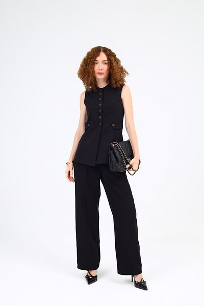 Dilek Aydın Atelier Black Vest and Trousers Set