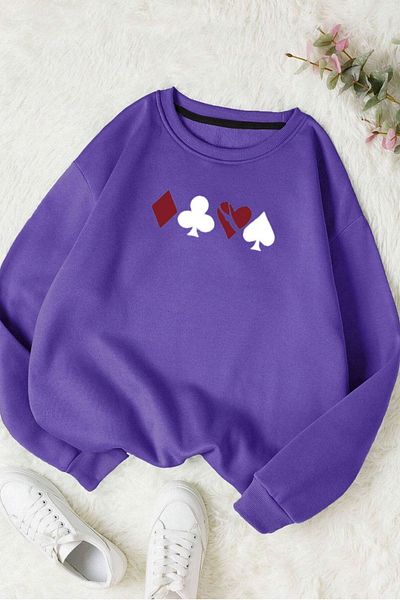 Moda Glo Βαμβακερό φούτερ Unisex Daisy Printed Crew Neck