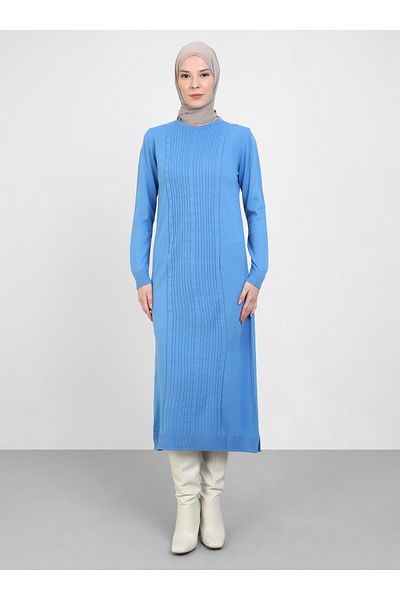 Tavin Πλεκτό Φόρεμα Hijab - Μπλε - Tavin