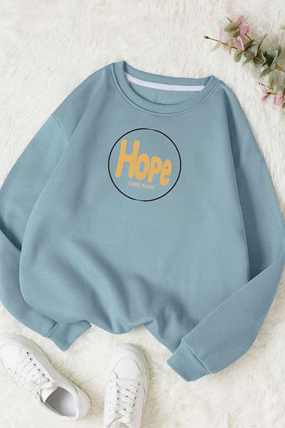 Moda Glo Βαμβακερό φούτερ Unisex Hope Printed Crew Neck