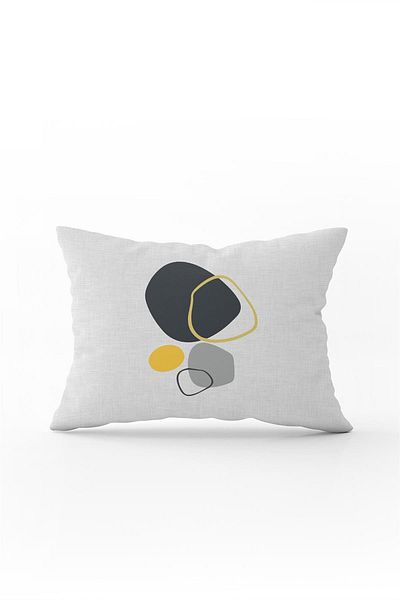 Cango Home Gray Yellow Decorative Modern Abstract Patterned Digital Printed Throw Pillow Pillow Case Cgh713-3550 Double Scan